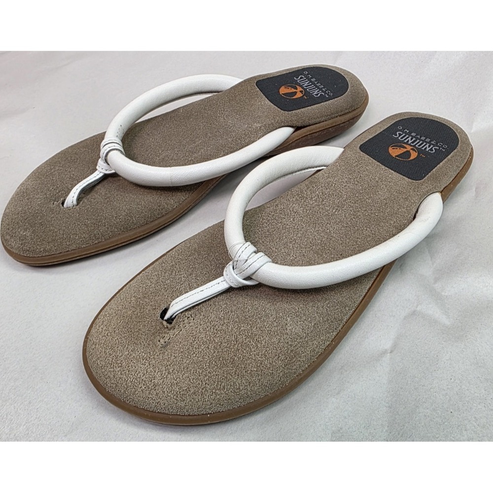 GH Bass Co. (Sz 7 M) Sunjuns White Leather Slip On Sandals